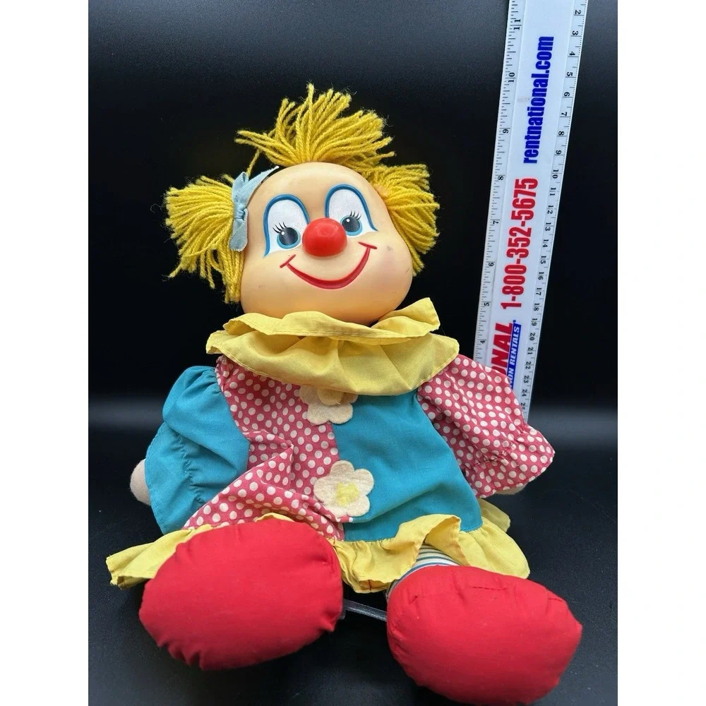 Vtg 1984 Dakin CHEERY-TEARY CLOWN 2-Face Dream Doll Plush Vinyl Head